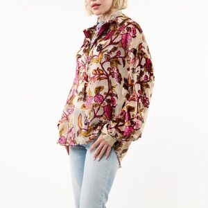 Aratta Silent Journey Floral Burnout Velvet Blouse Small